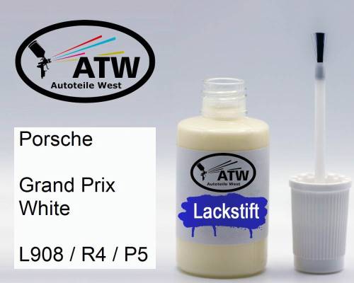 Porsche, Grand Prix White, L908 / R4 / P5: 20ml Lackstift, von ATW Autoteile West.